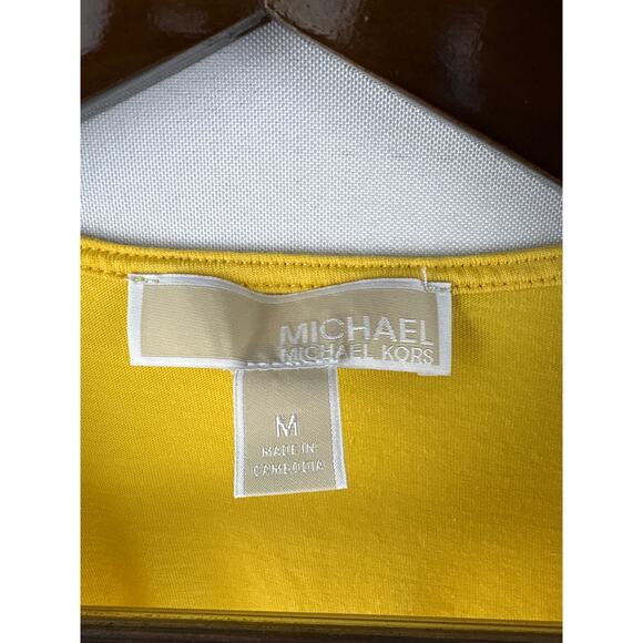 Women’s Michael Kors Medium Yellow Tank Faux Wrap Shirt - Picture 4 of 5